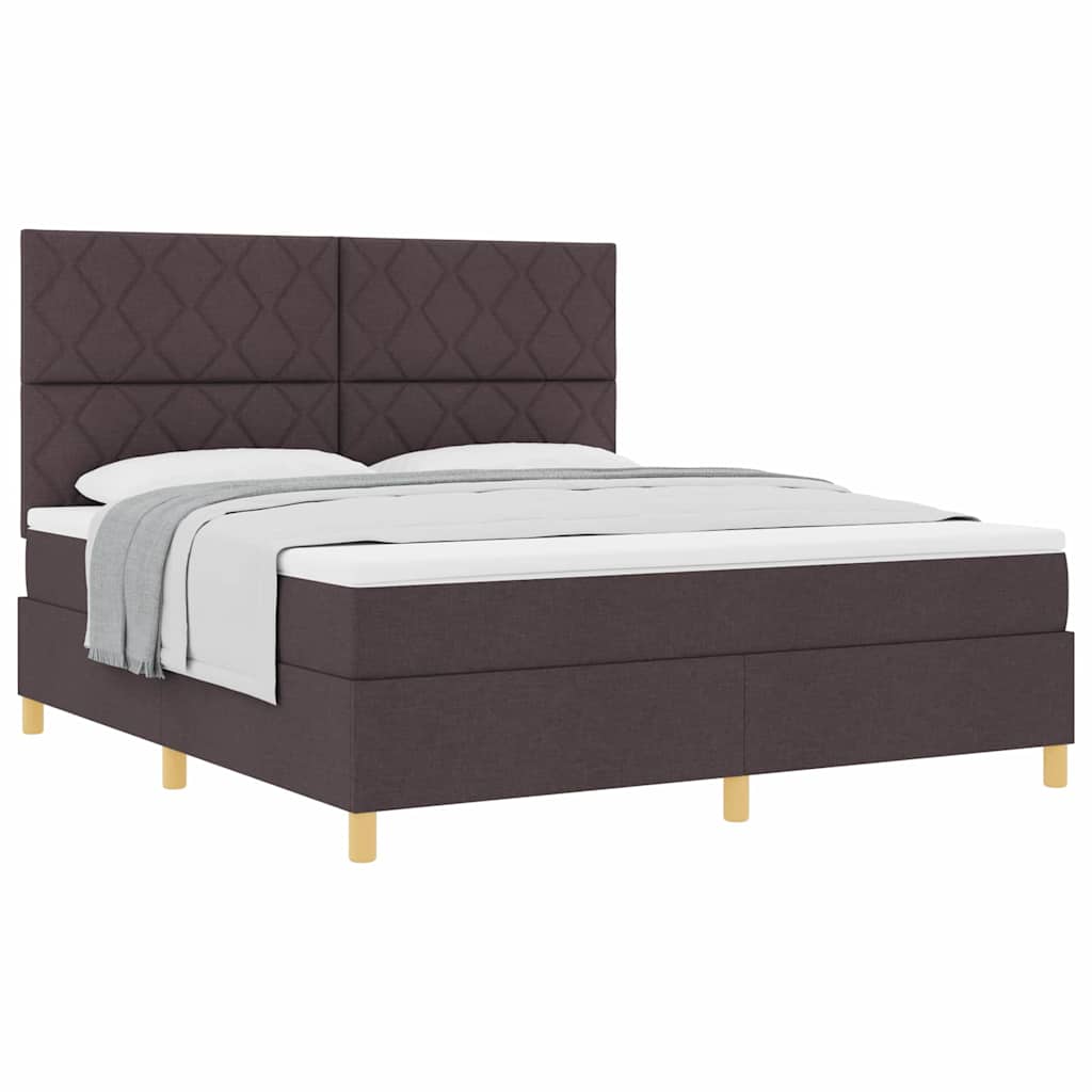 Lit à ressorts avec tête de lit Marron foncé 180 x 200 cm tissu - XIOS