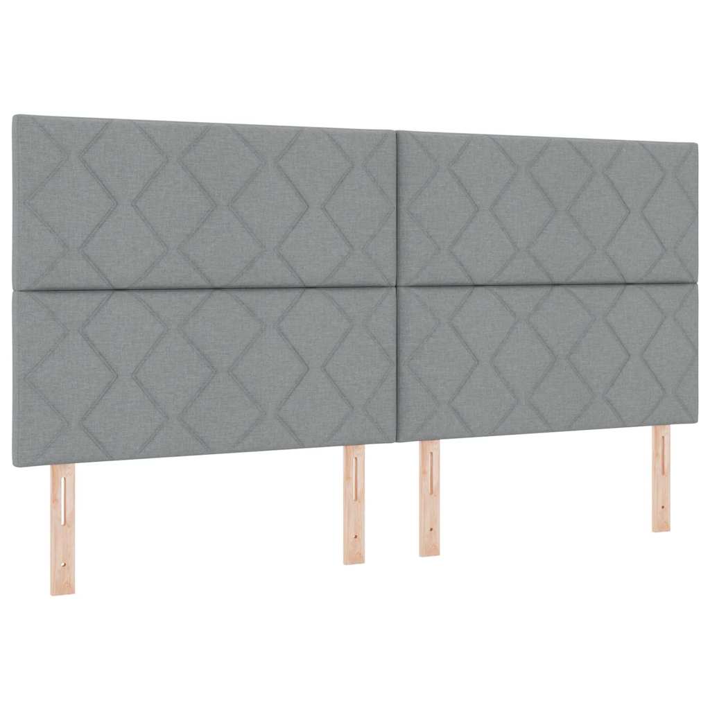 Lit à ressorts avec tête de lit Gris clair 200 x 200 cm tissu