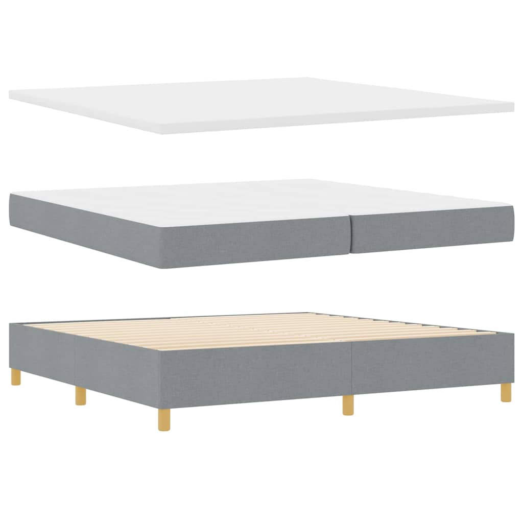 Lit à ressorts avec tête de lit Gris clair 200 x 200 cm tissu