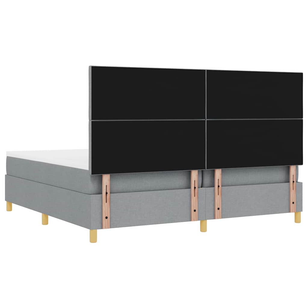 Lit à ressorts avec tête de lit Gris clair 200 x 200 cm tissu