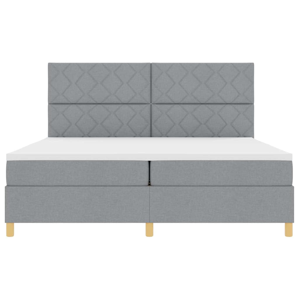 Lit à ressorts avec tête de lit Gris clair 200 x 200 cm tissu