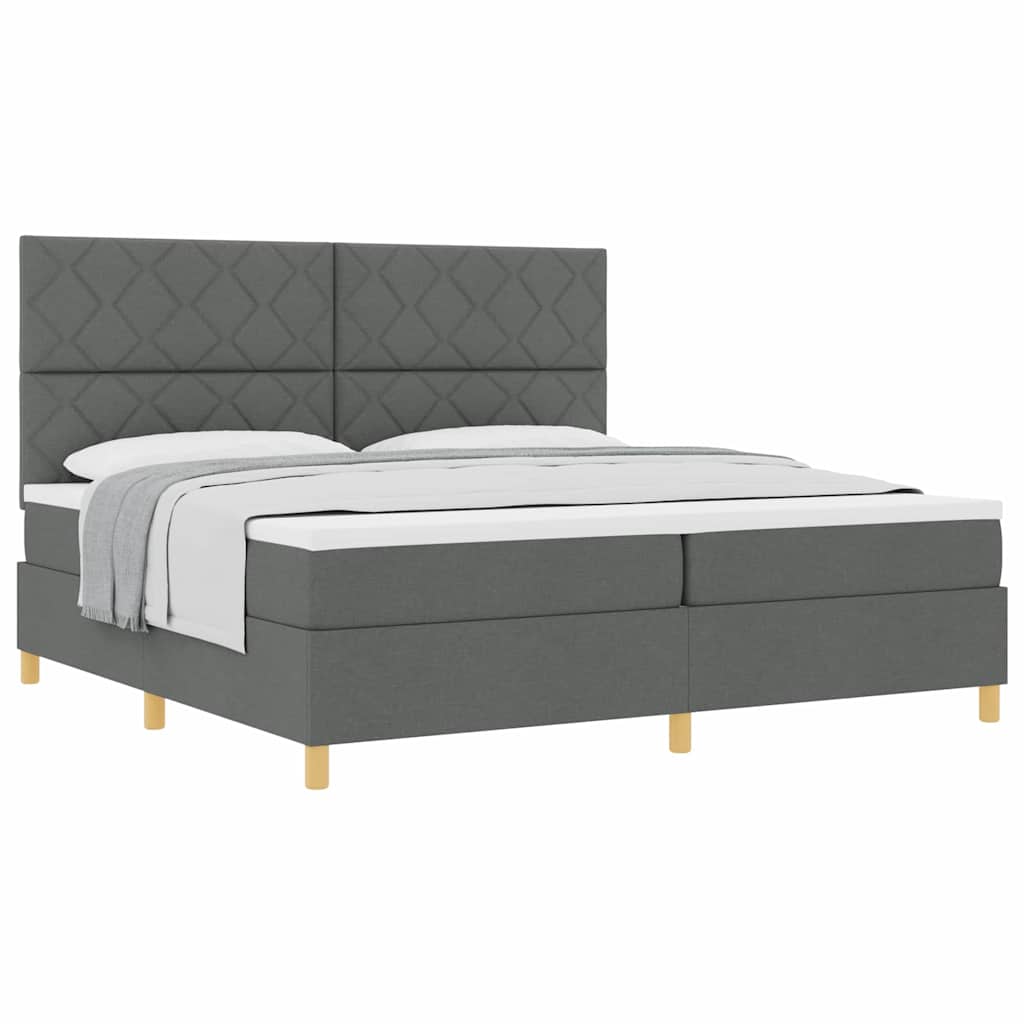 Lit à ressorts avec tête de lit Gris foncé 200 x 200 cm tissu - XIOS