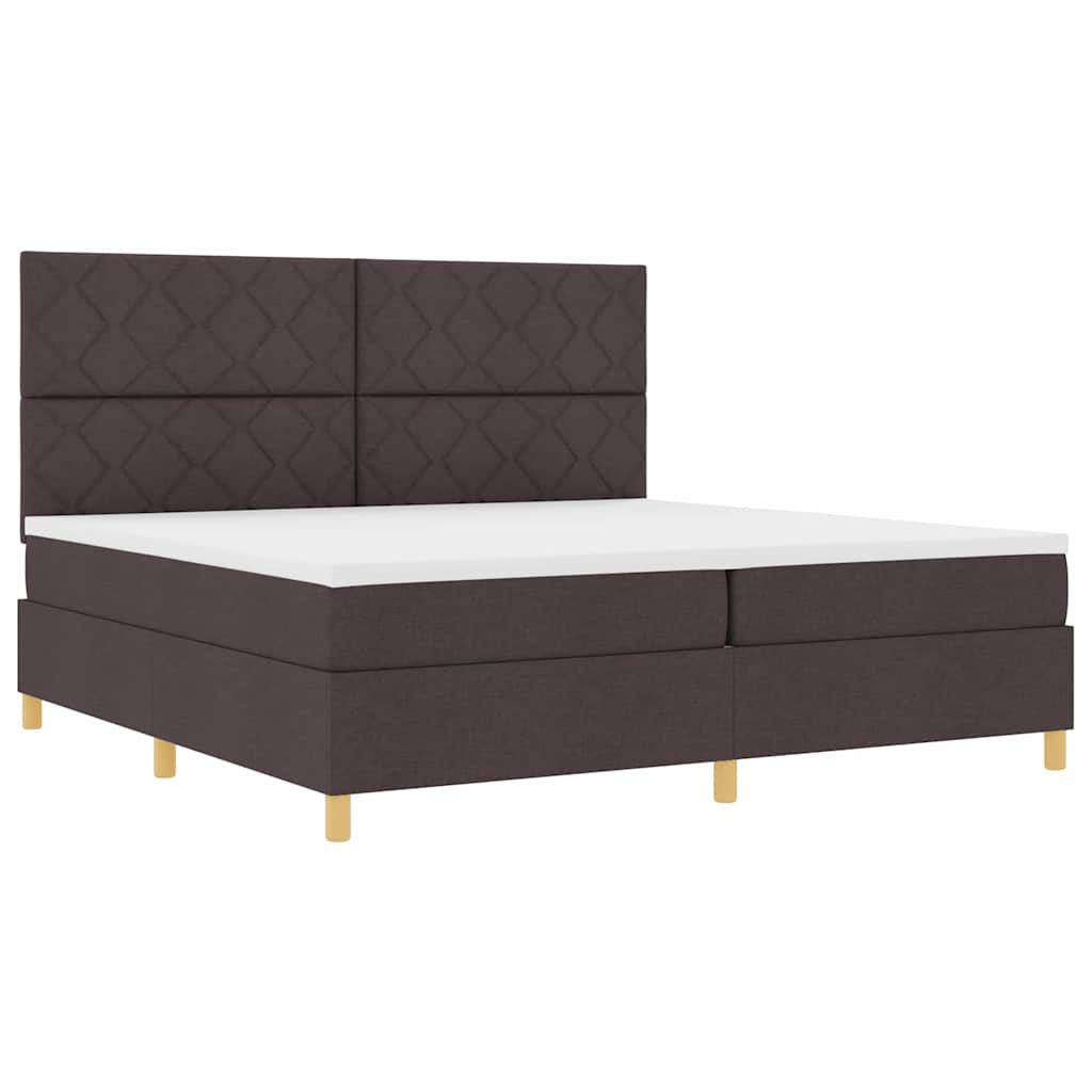 Lit à ressorts avec tête de lit Marron foncé 200 x 200 cm tissu - XIOS