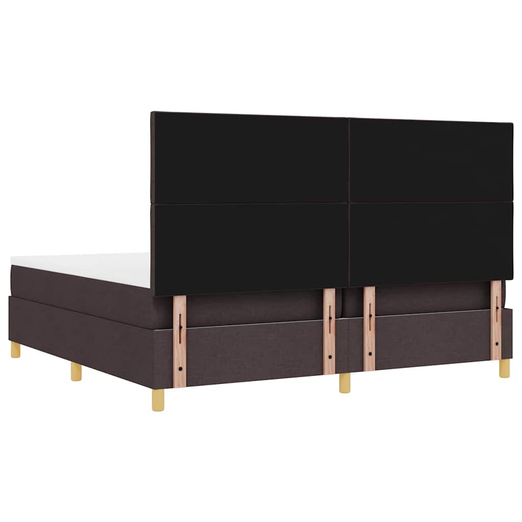 Lit à ressorts avec tête de lit Marron foncé 200 x 200 cm tissu - XIOS