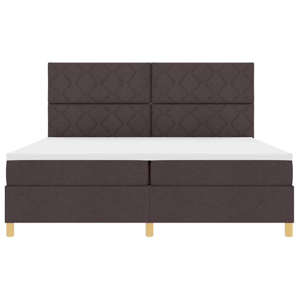 Lit à ressorts avec tête de lit Marron foncé 200 x 200 cm tissu - XIOS