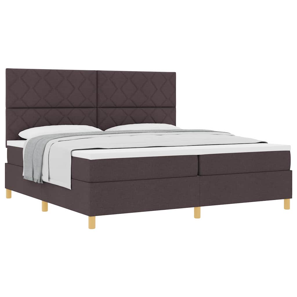 Lit à ressorts avec tête de lit Marron foncé 200 x 200 cm tissu - XIOS