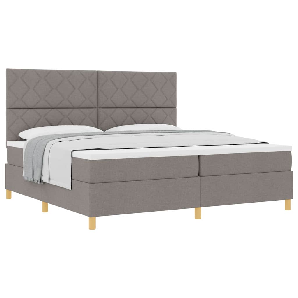 Lit à ressorts avec tête de lit Taupe 200 x 200 cm tissu - XIOS