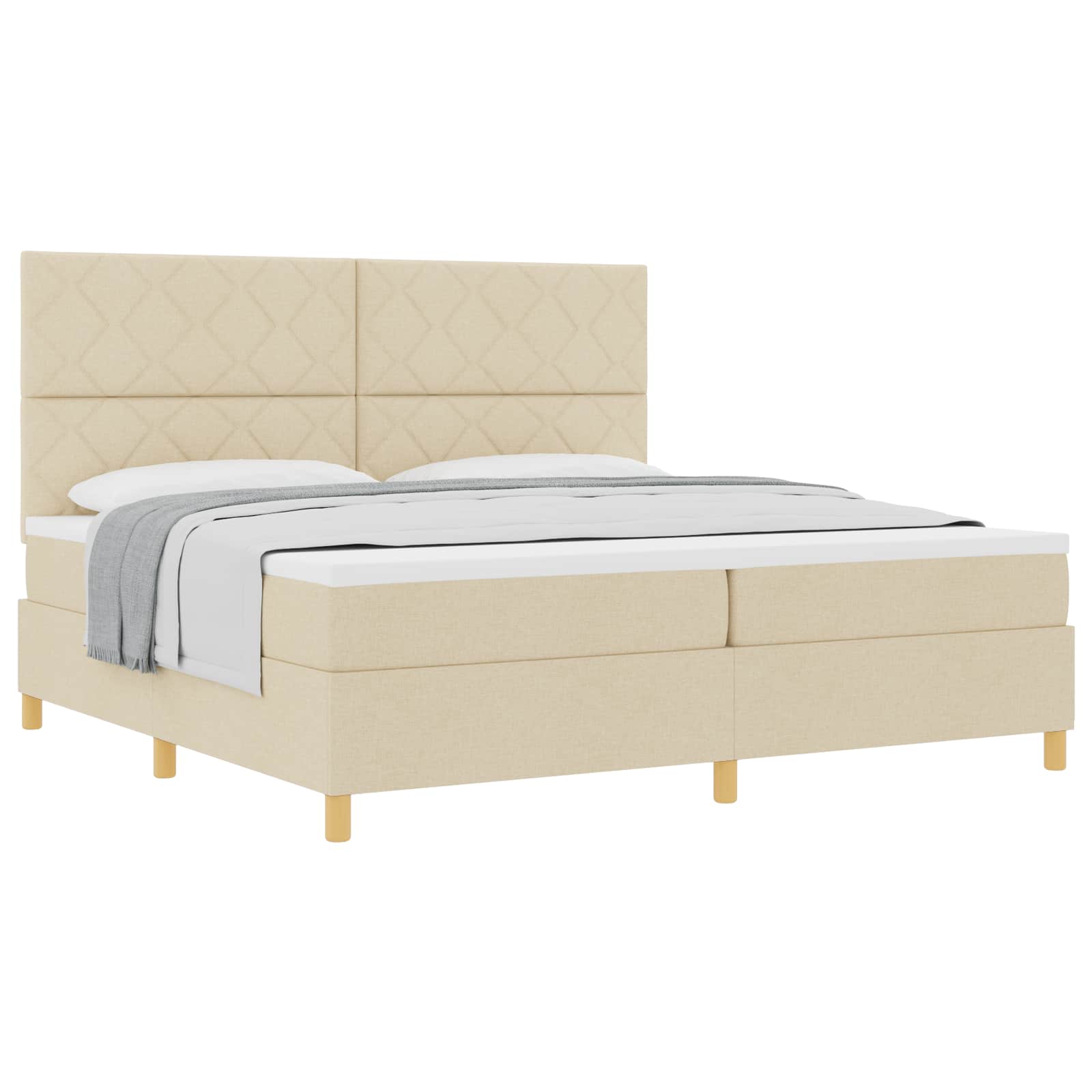 Lit à ressorts avec matelas Crème 200 x 200 cm tissu - XIOS