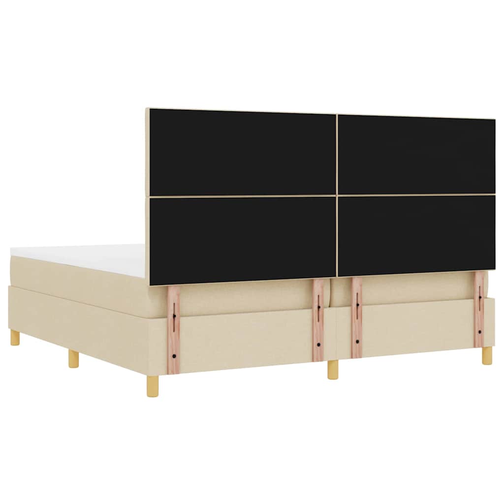 Lit à ressorts avec matelas Crème 200 x 200 cm tissu - XIOS