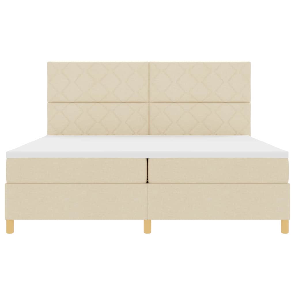 Lit à ressorts avec matelas Crème 200 x 200 cm tissu - XIOS