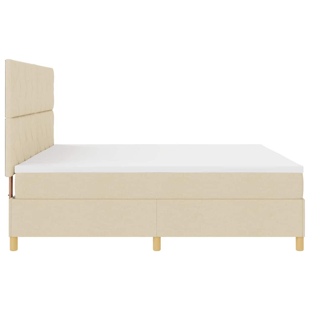 Lit à ressorts avec matelas Crème 200 x 200 cm tissu - XIOS