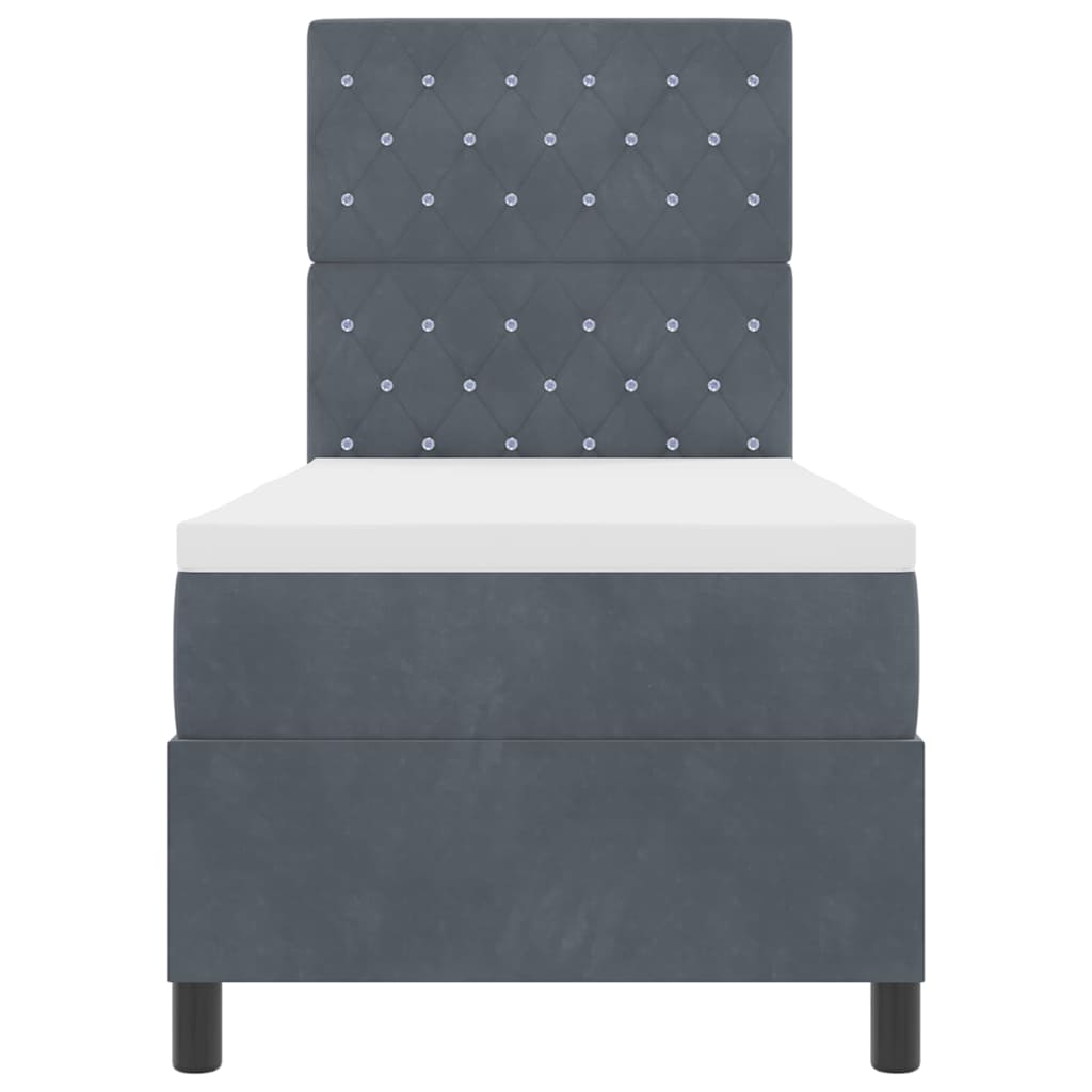 Lit à ressorts avec matelas Gris foncé 80 x 200 cm Velours - XIOS