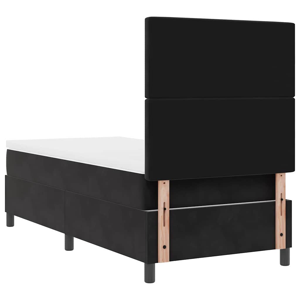 Lit à ressorts avec matelas Noir 100 x 200 cm Velours