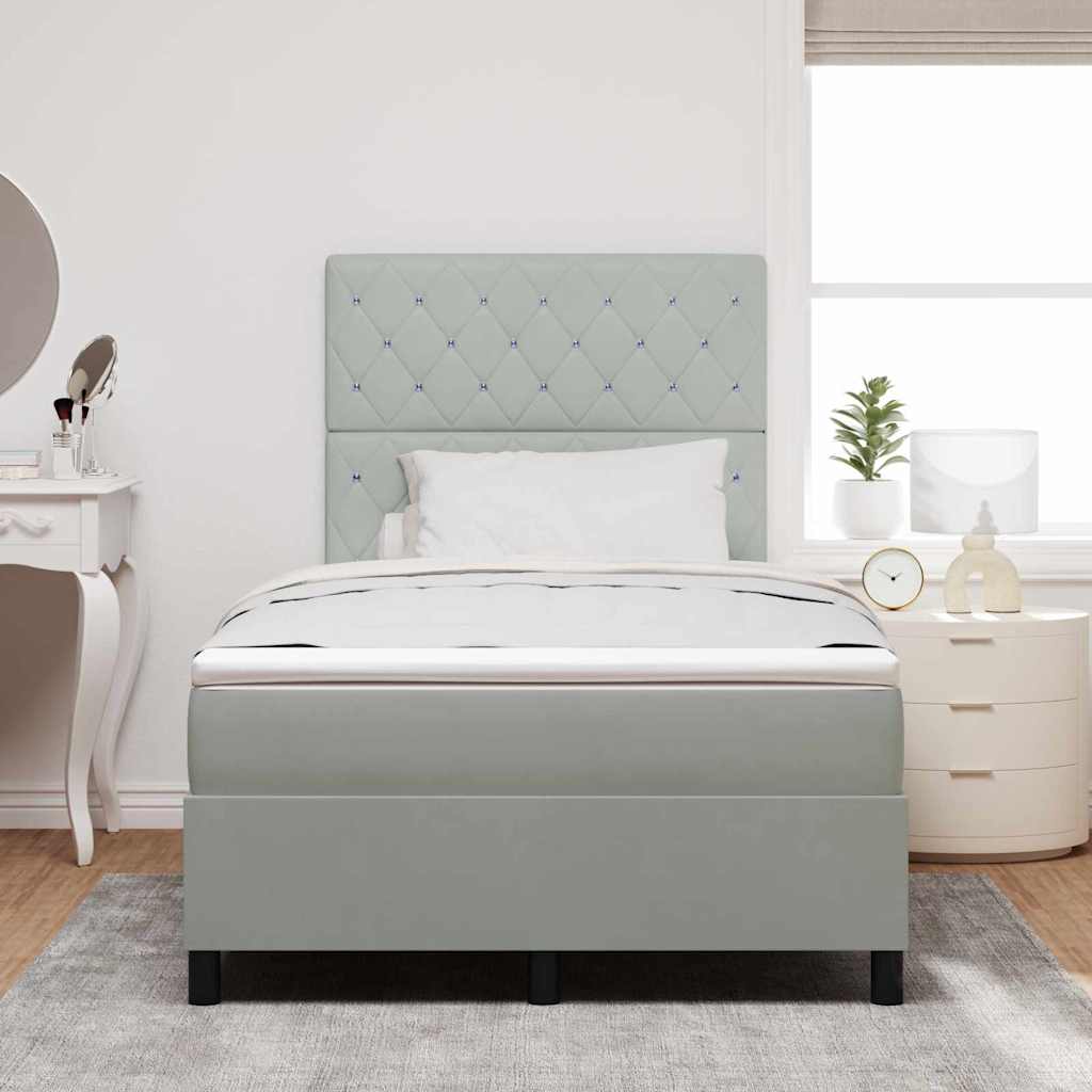 Lit à ressorts avec matelas Gris clair 120 x 200 cm Velours