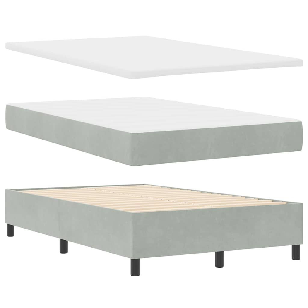 Lit à ressorts avec matelas Gris clair 120 x 200 cm Velours