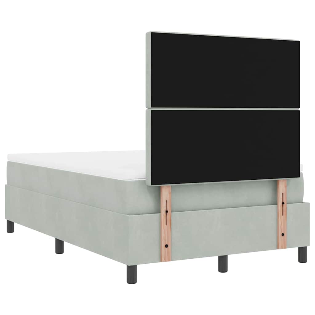Lit à ressorts avec matelas Gris clair 120 x 200 cm Velours