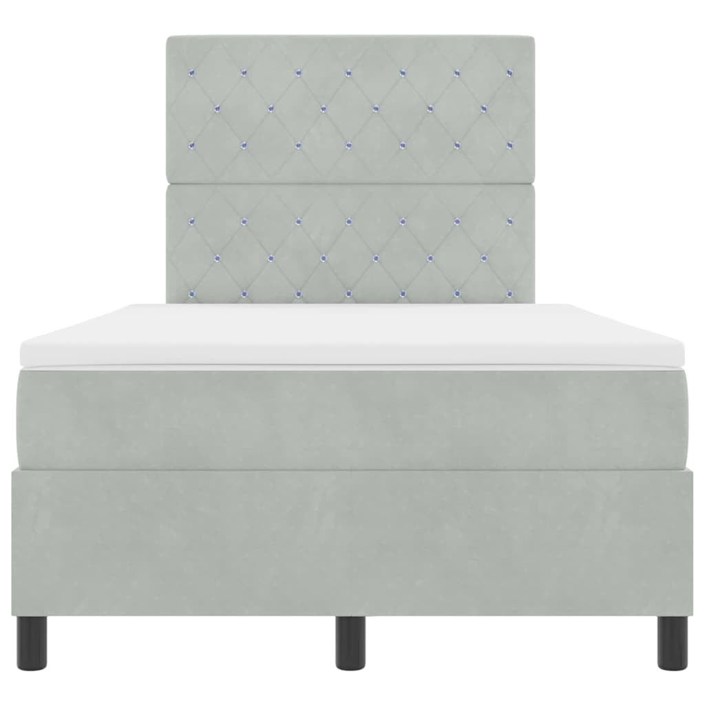 Lit à ressorts avec matelas Gris clair 120 x 200 cm Velours