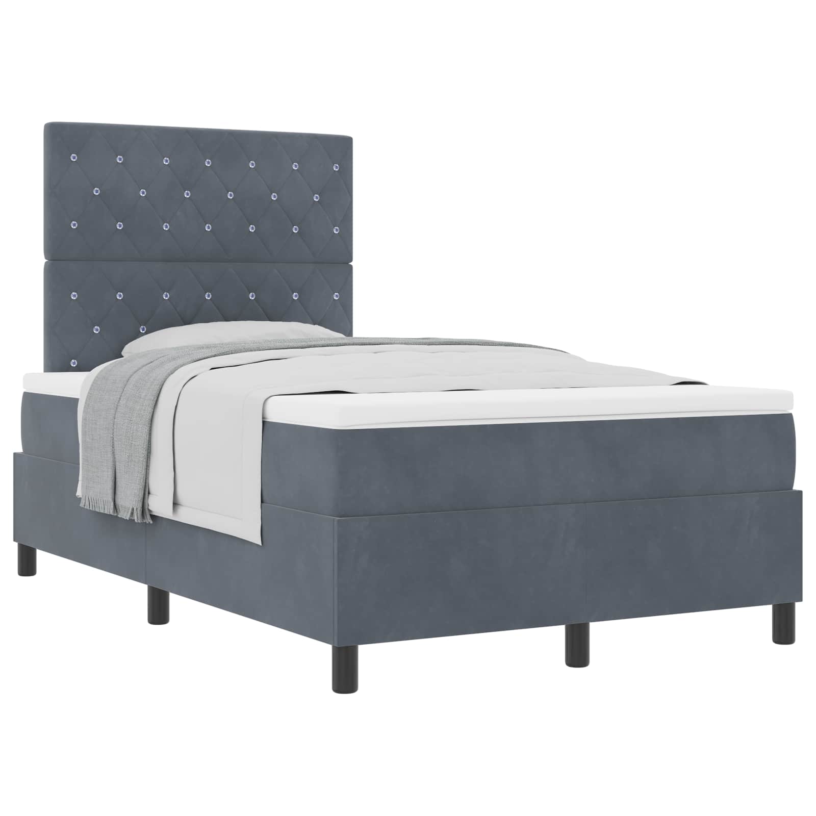 Lit à ressorts avec matelas Gris foncé 120 x 200 cm Velours - XIOS