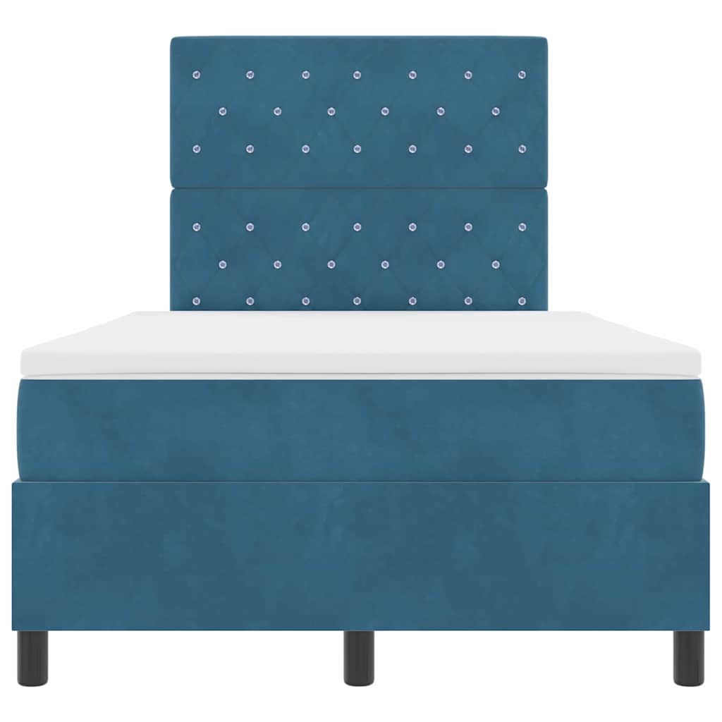 Lit à ressorts avec matelas Bleu foncé 120 x 200 cm Velours