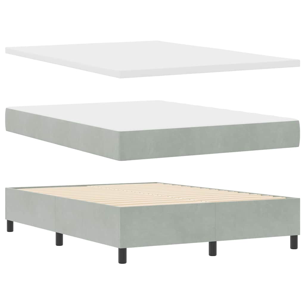Lit à ressorts avec matelas Gris clair 140 x 190 cm Velours