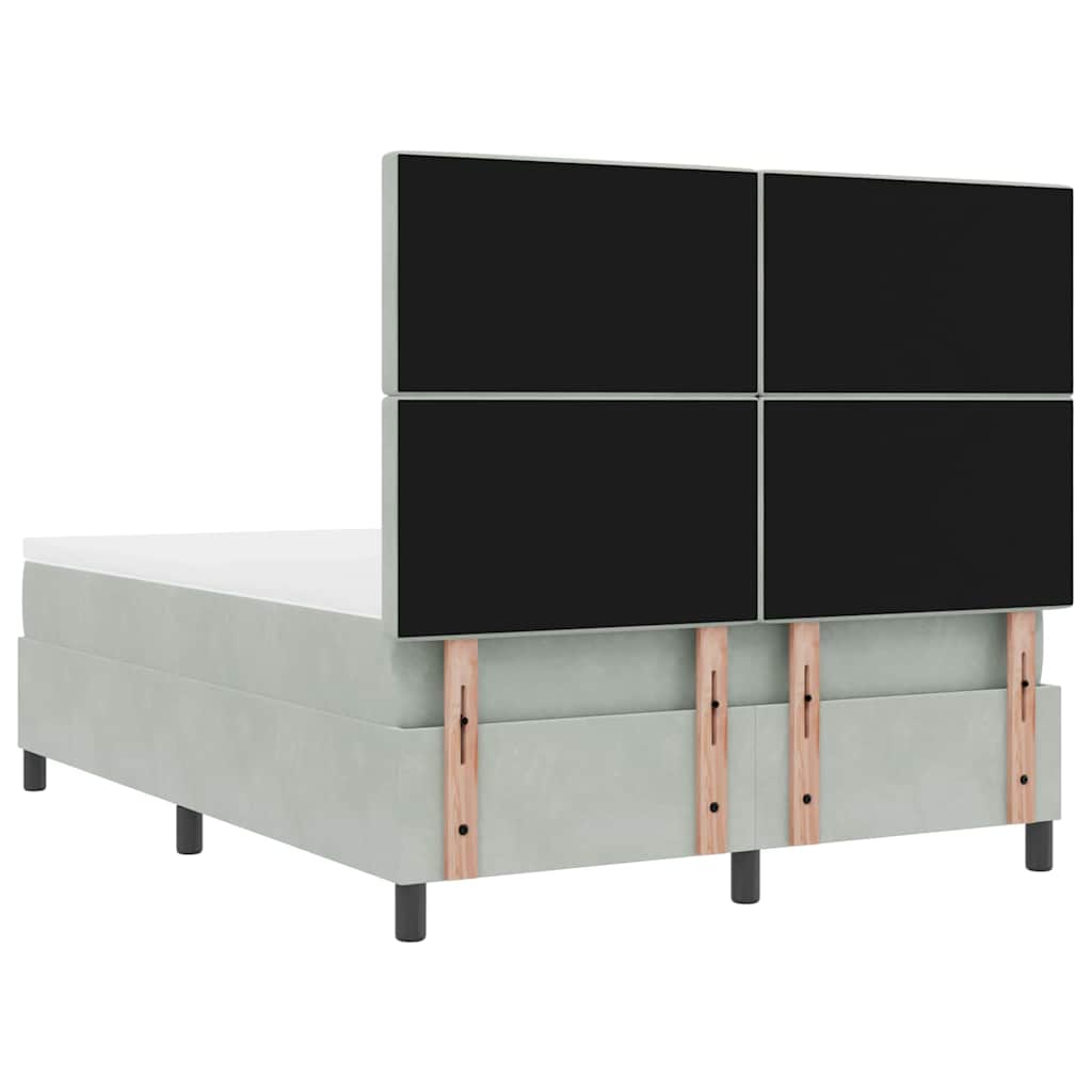 Lit à ressorts avec matelas Gris clair 140 x 190 cm Velours