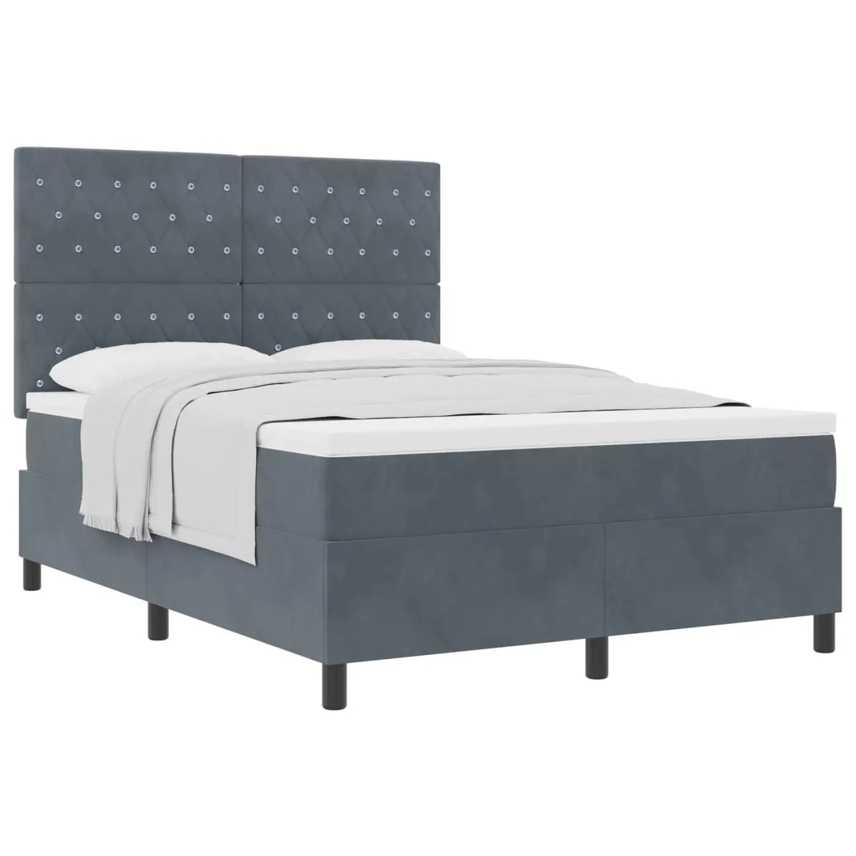 Lit à ressorts avec matelas Gris foncé 140 x 190 cm Velours - XIOS
