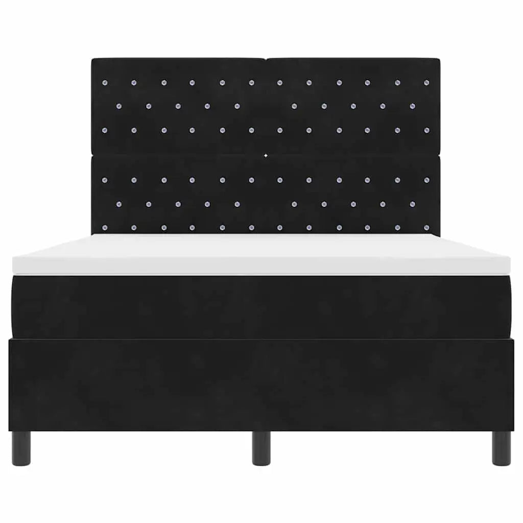 Lit à ressorts avec matelas Noir 140 x 190 cm Velours - XIOS