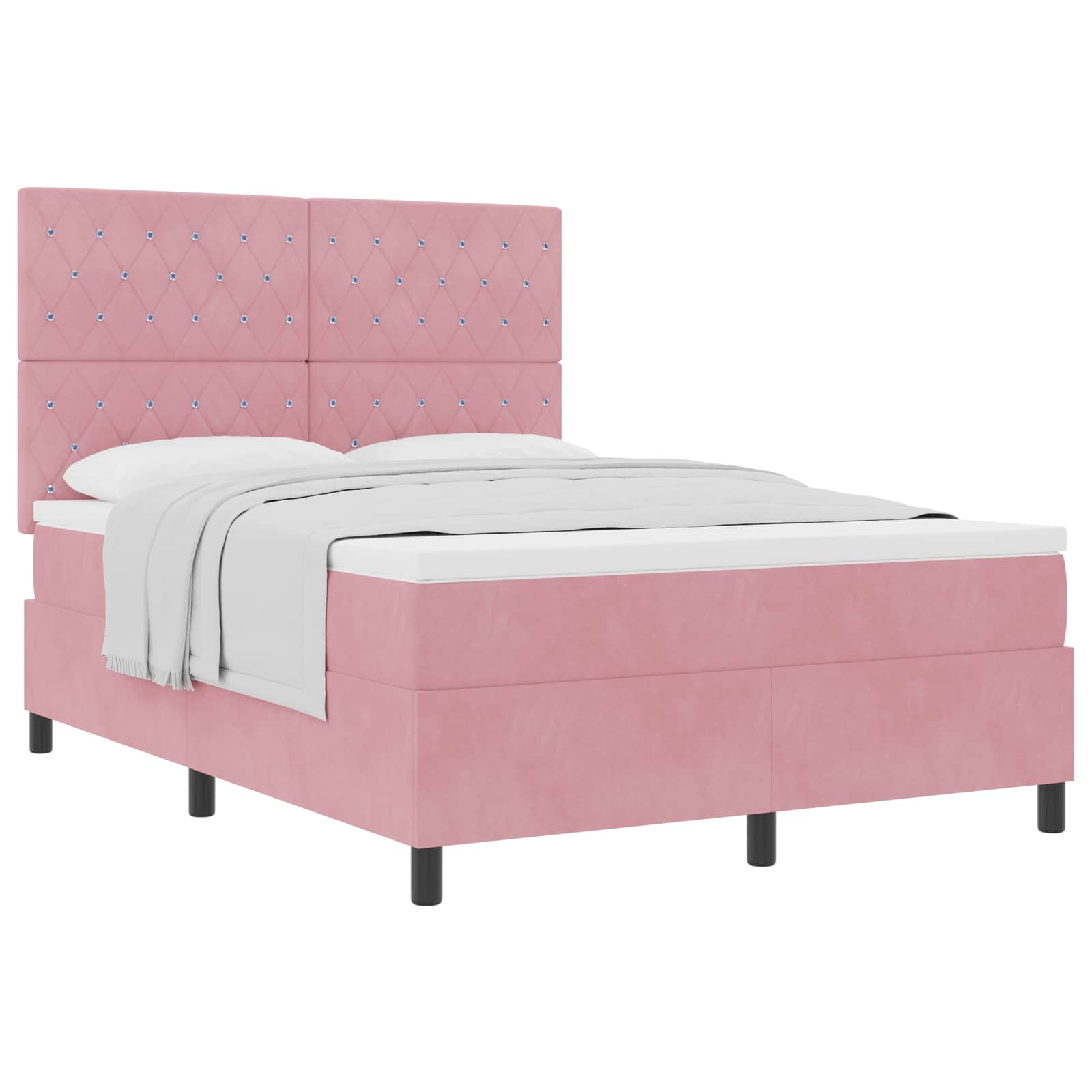 Lit à ressorts avec matelas Rose 140 x 190 cm Velours
