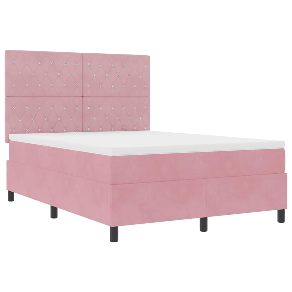 Lit à ressorts avec matelas Rose 140 x 190 cm Velours