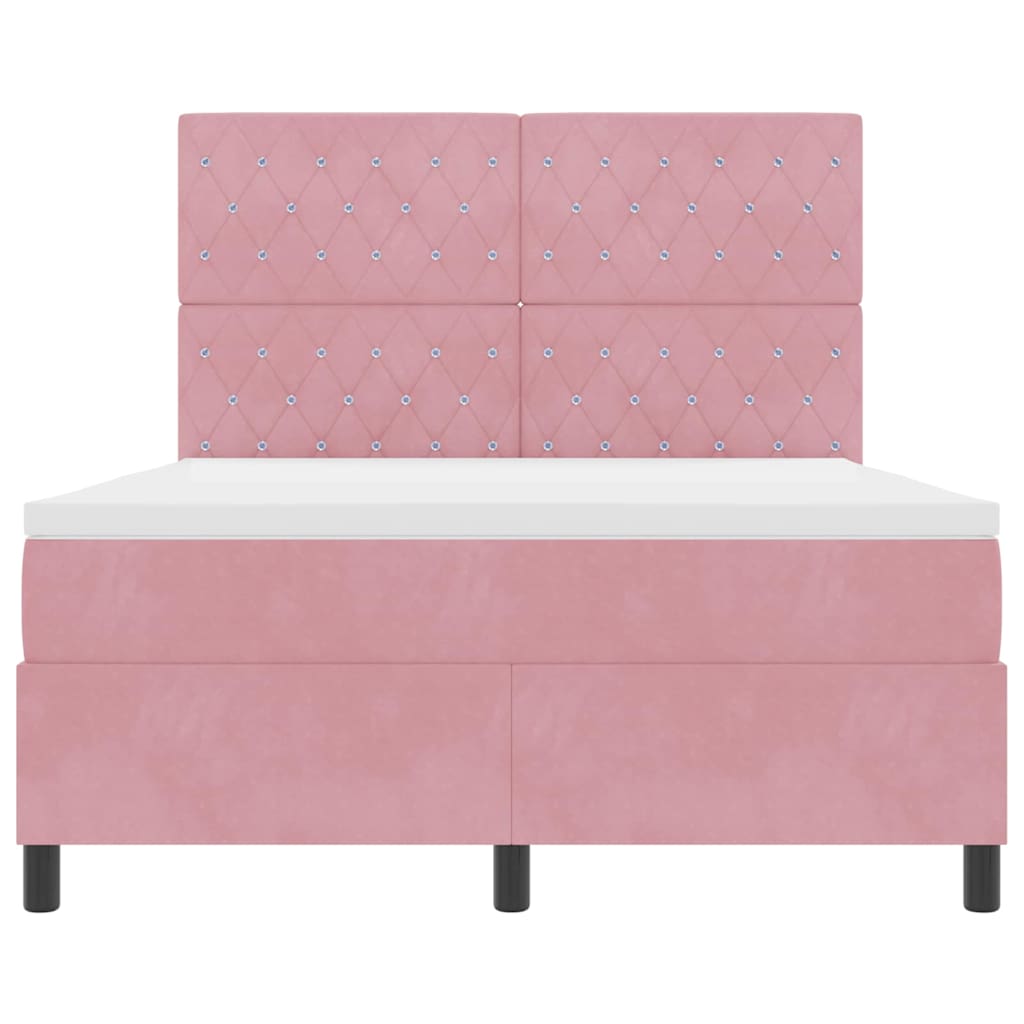 Lit à ressorts avec matelas Rose 140 x 190 cm Velours