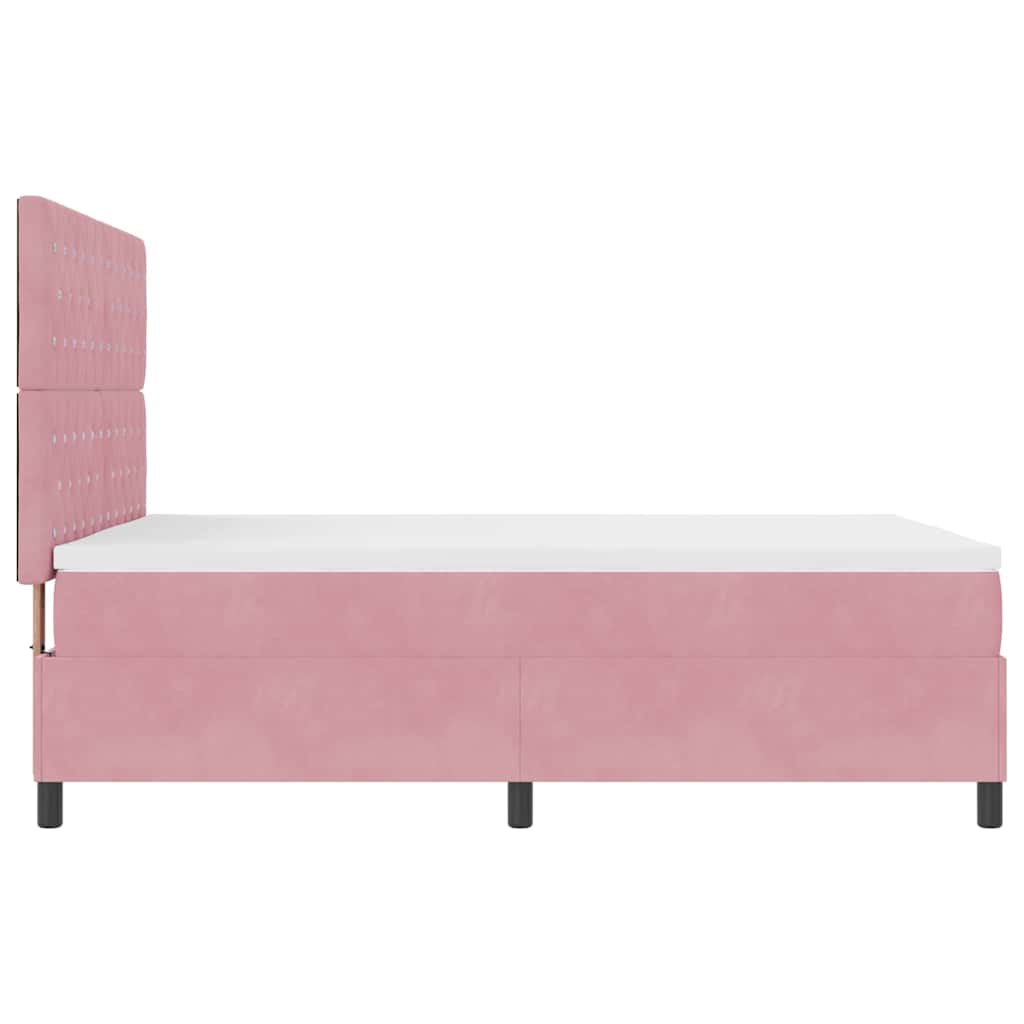 Lit à ressorts avec matelas Rose 140 x 190 cm Velours