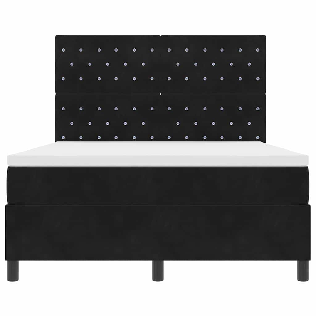 Lit à ressorts avec matelas Noir 140 x 200 cm Velours