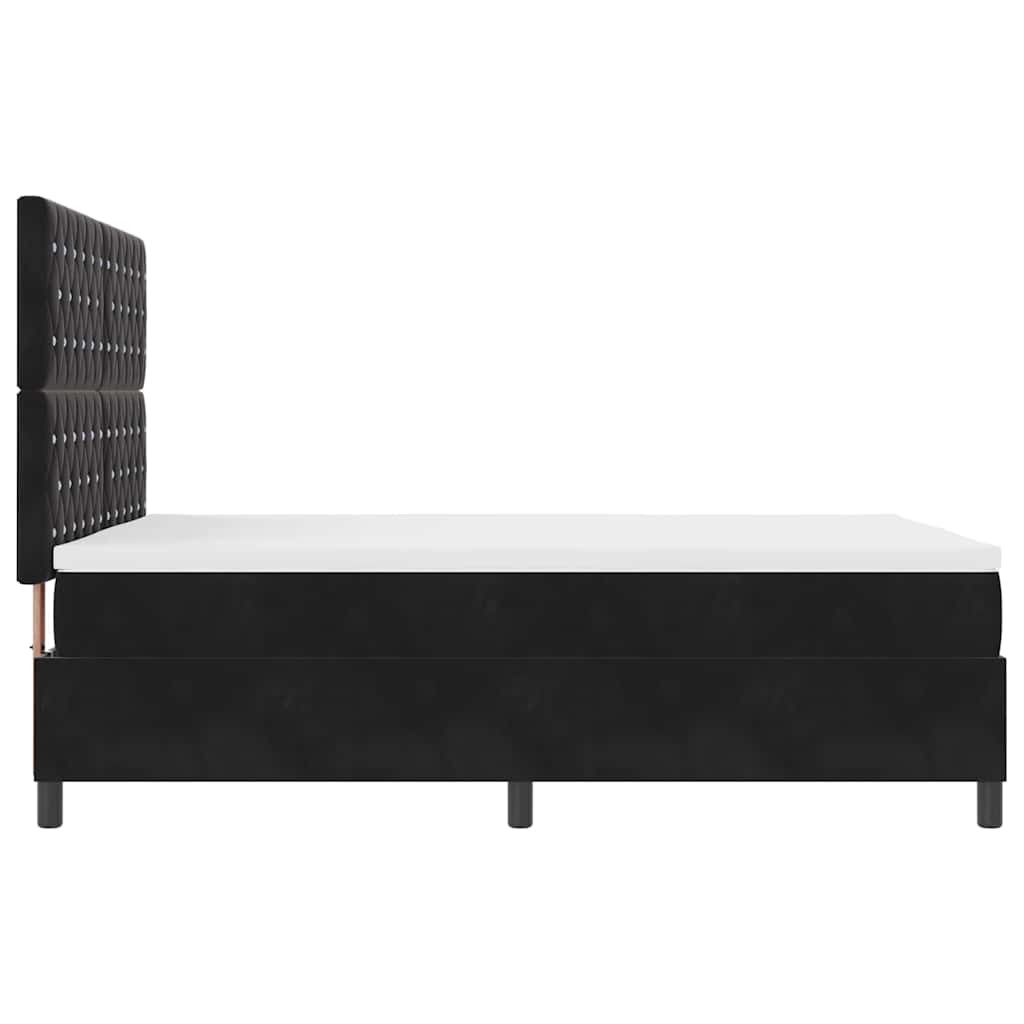 Lit à ressorts avec matelas Noir 140 x 200 cm Velours