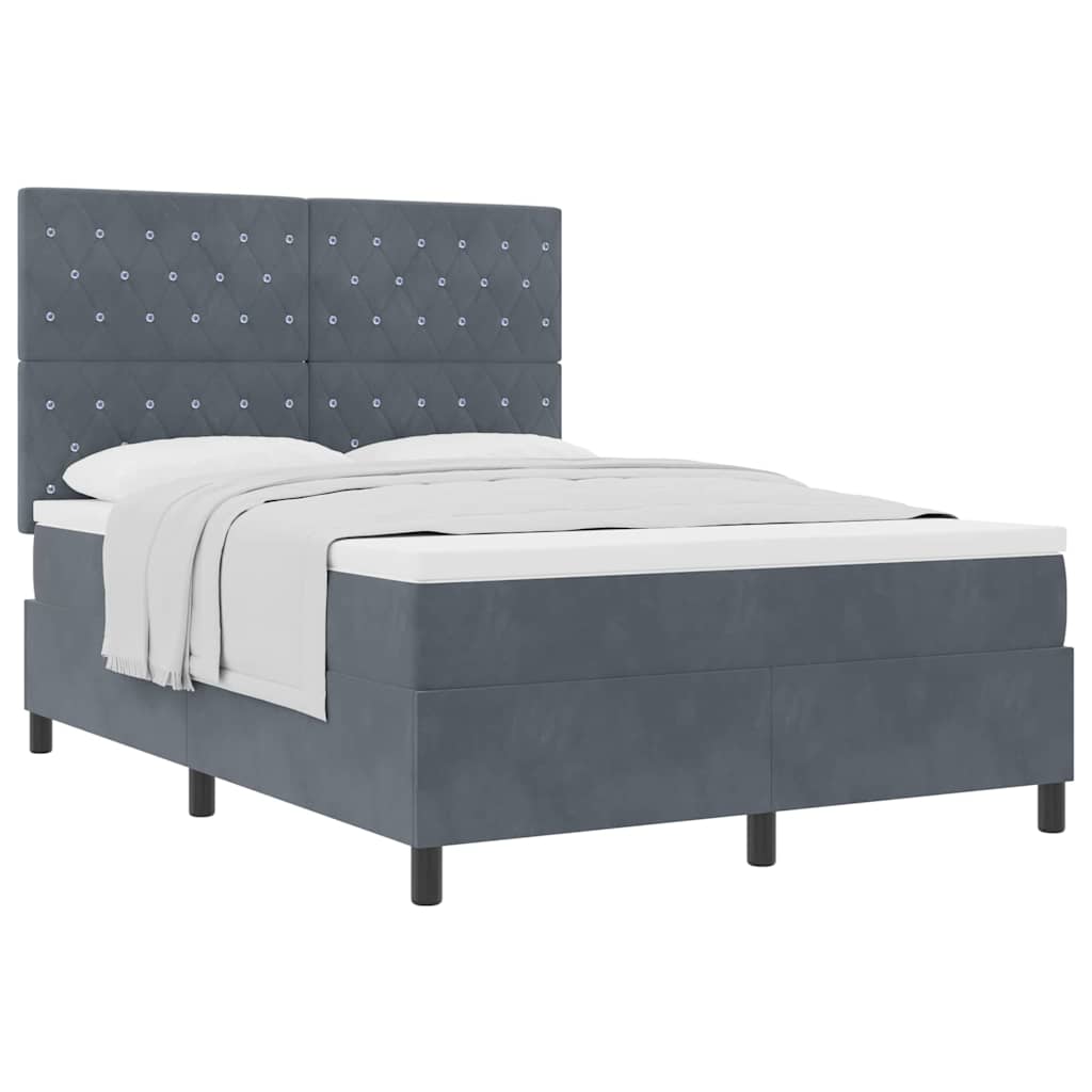 Lit à ressorts avec matelas Gris foncé 160 x 200 cm Velours - XIOS