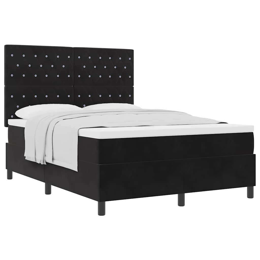 Lit à ressorts avec matelas Noir 160 x 200 cm Velours - XIOS
