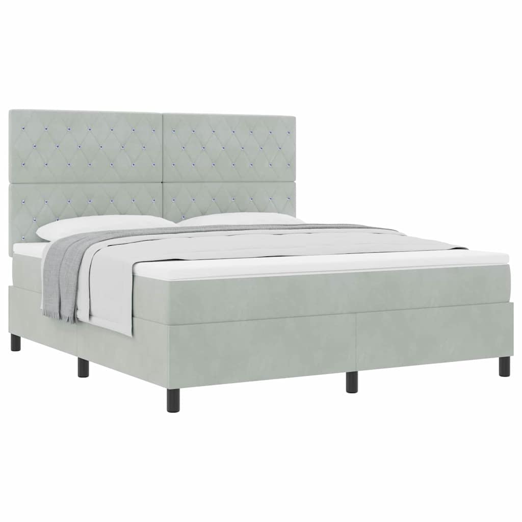 Lit à ressorts avec matelas Gris clair 180 x 200 cm Velours - XIOS
