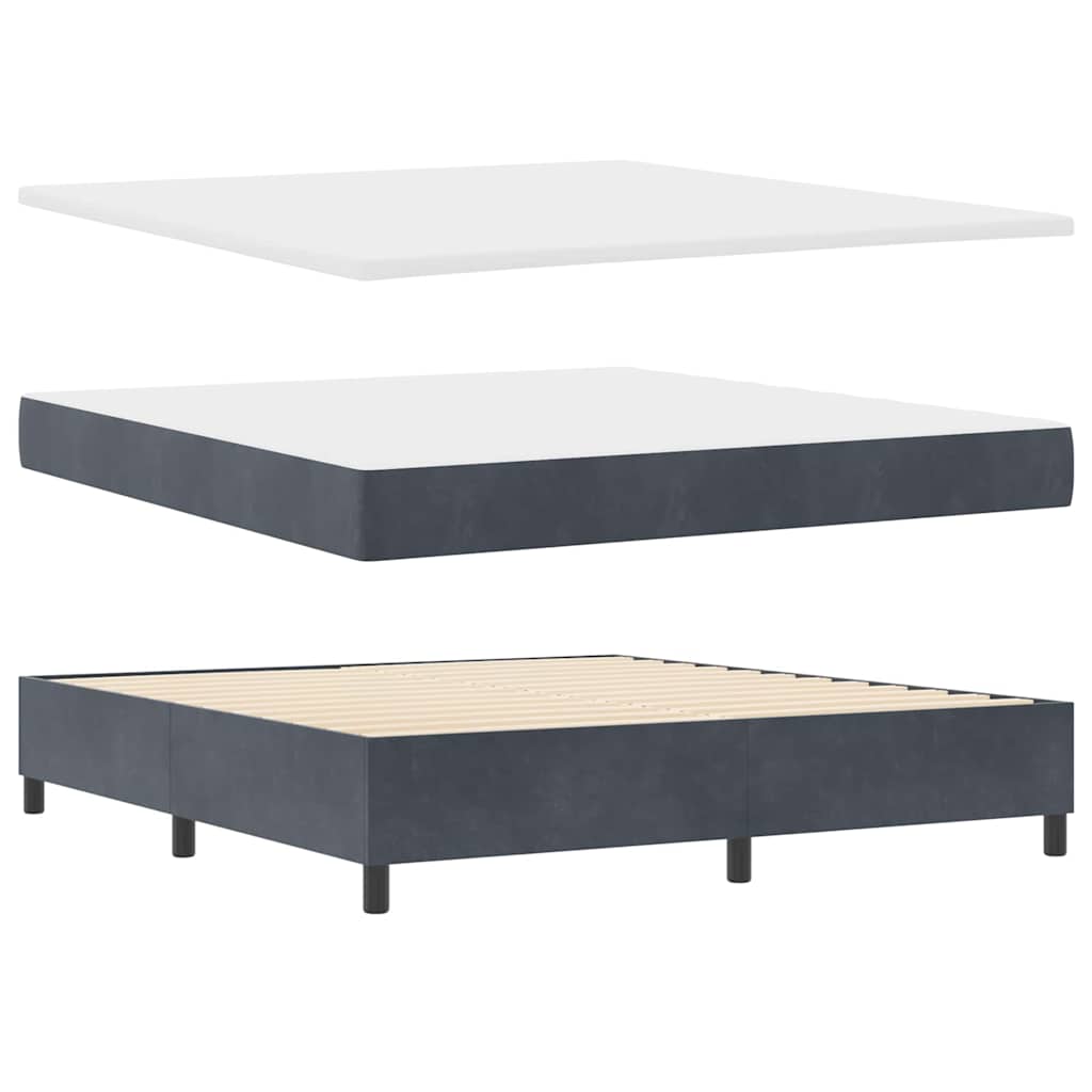 Lit à ressorts avec matelas Gris foncé 180 x 200 cm Velours