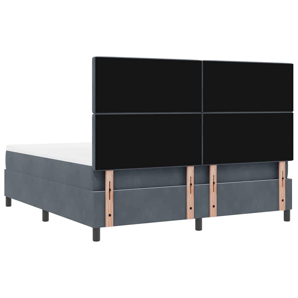 Lit à ressorts avec matelas Gris foncé 180 x 200 cm Velours