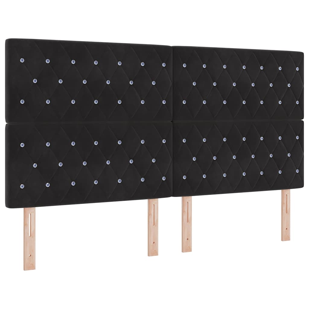 Lit à ressorts avec matelas Noir 180 x 200 cm Velours