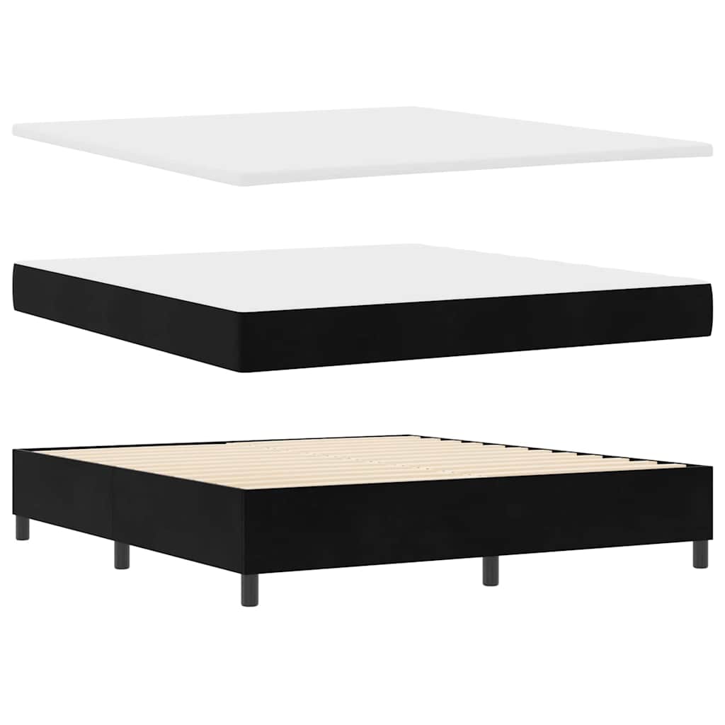 Lit à ressorts avec matelas Noir 180 x 200 cm Velours