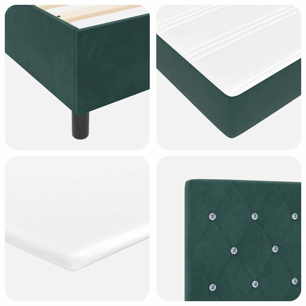 Lit à ressorts avec matelas Vert foncé 180 x 200 cm Velours