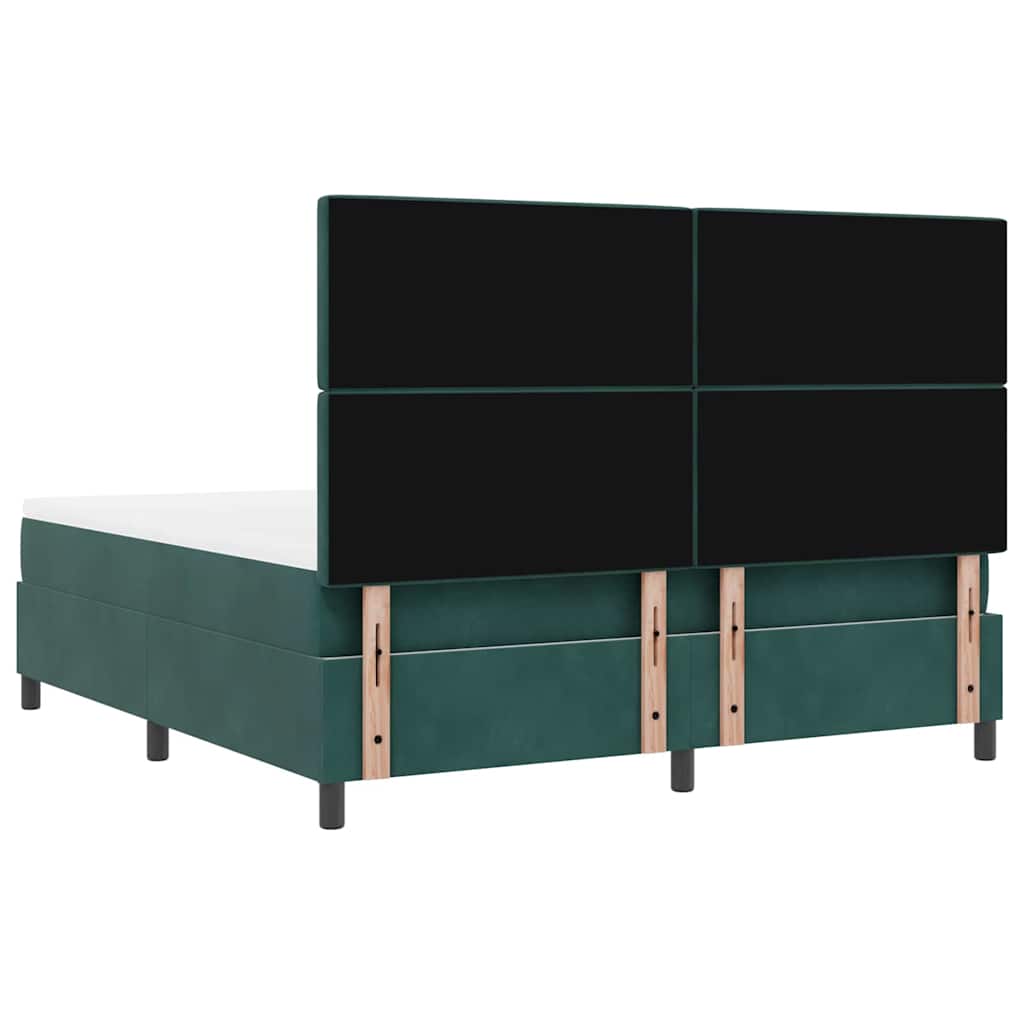 Lit à ressorts avec matelas Vert foncé 180 x 200 cm Velours