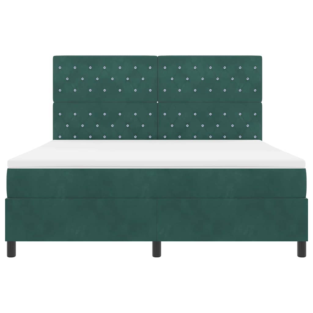 Lit à ressorts avec matelas Vert foncé 180 x 200 cm Velours