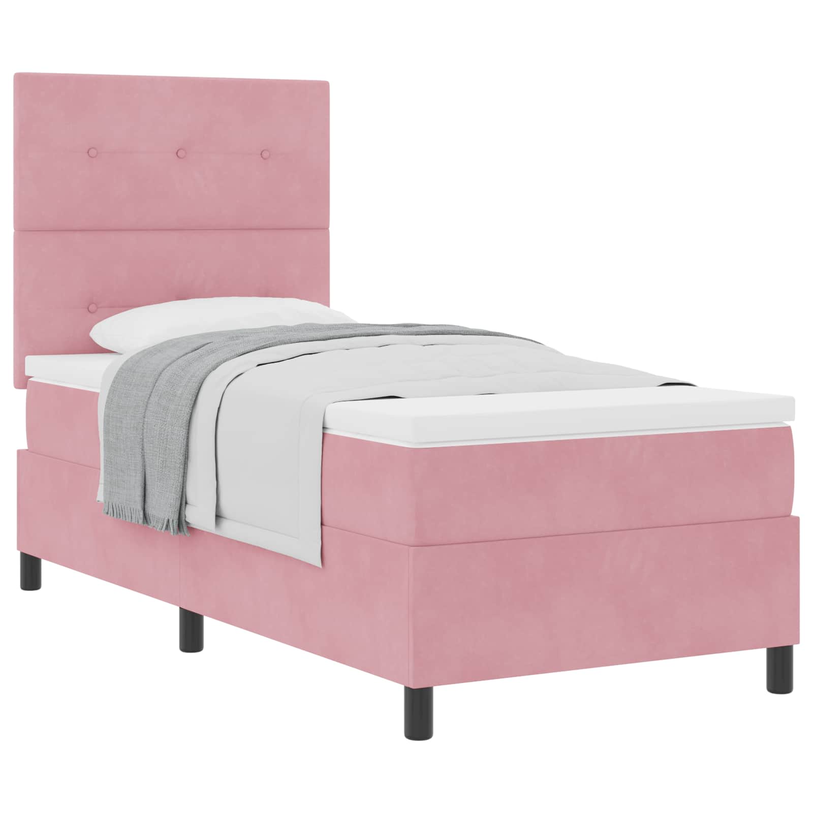 Lit à ressorts avec tête de lit Rose 90 x 190 cm Velours