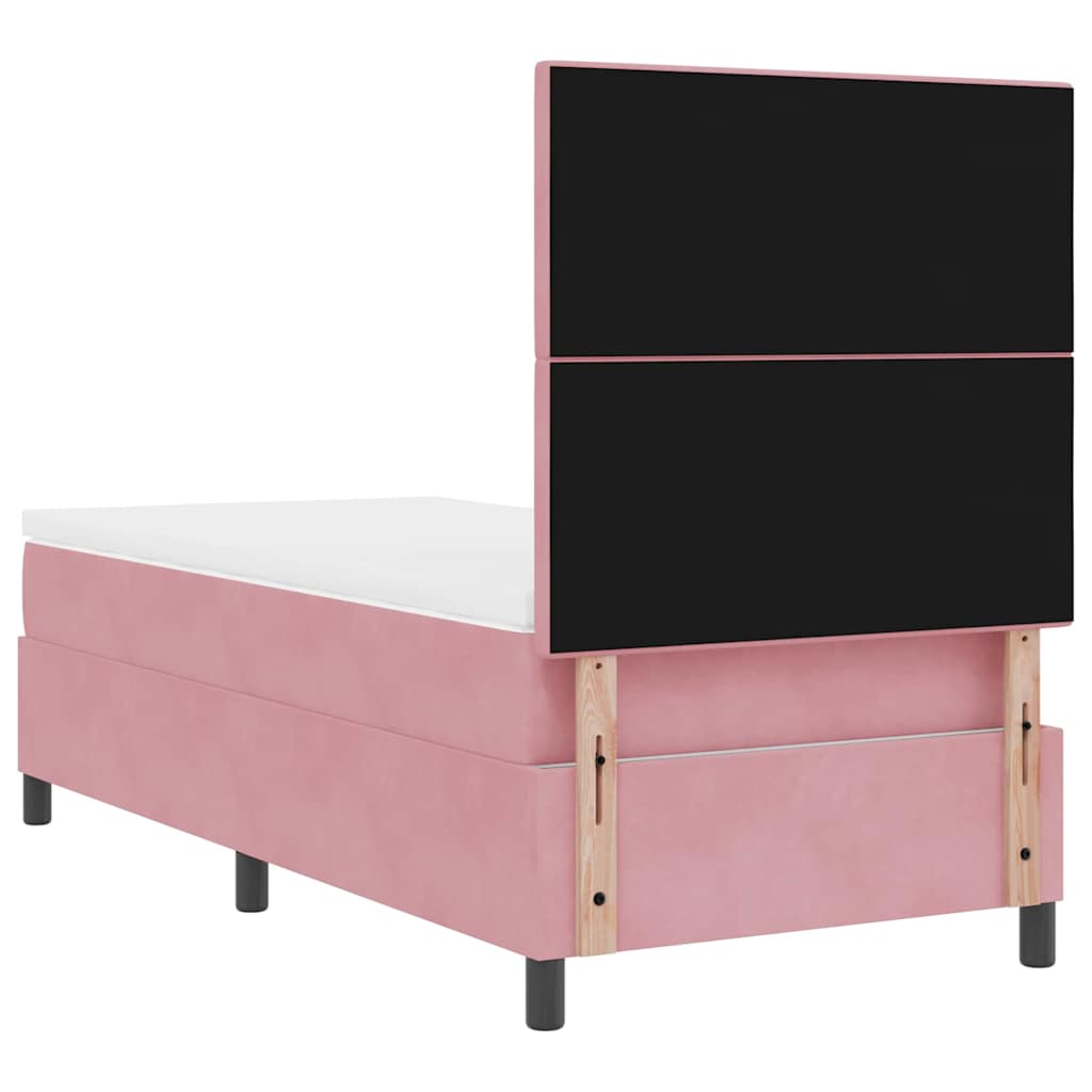 Lit à ressorts avec tête de lit Rose 90 x 190 cm Velours