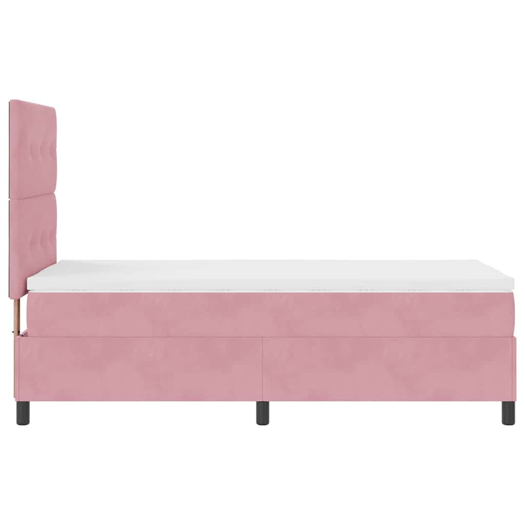Lit à ressorts avec tête de lit Rose 90 x 190 cm Velours