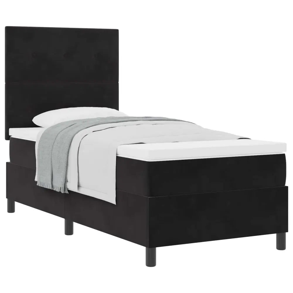 Lit à ressorts avec tête de lit Noir 90 x 200 cm Velours - XIOS Store SNC