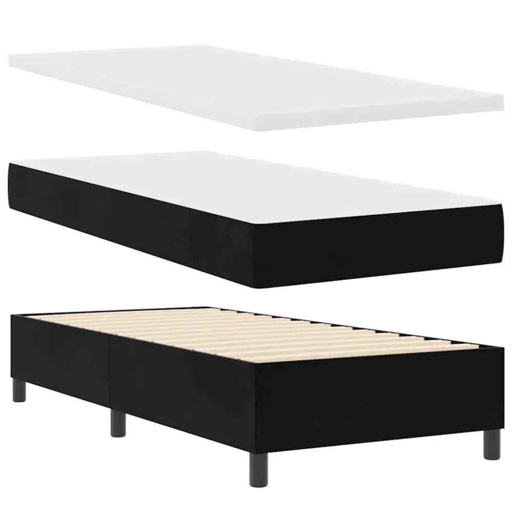 Lit à ressorts avec tête de lit Noir 90 x 200 cm Velours - XIOS Store SNC