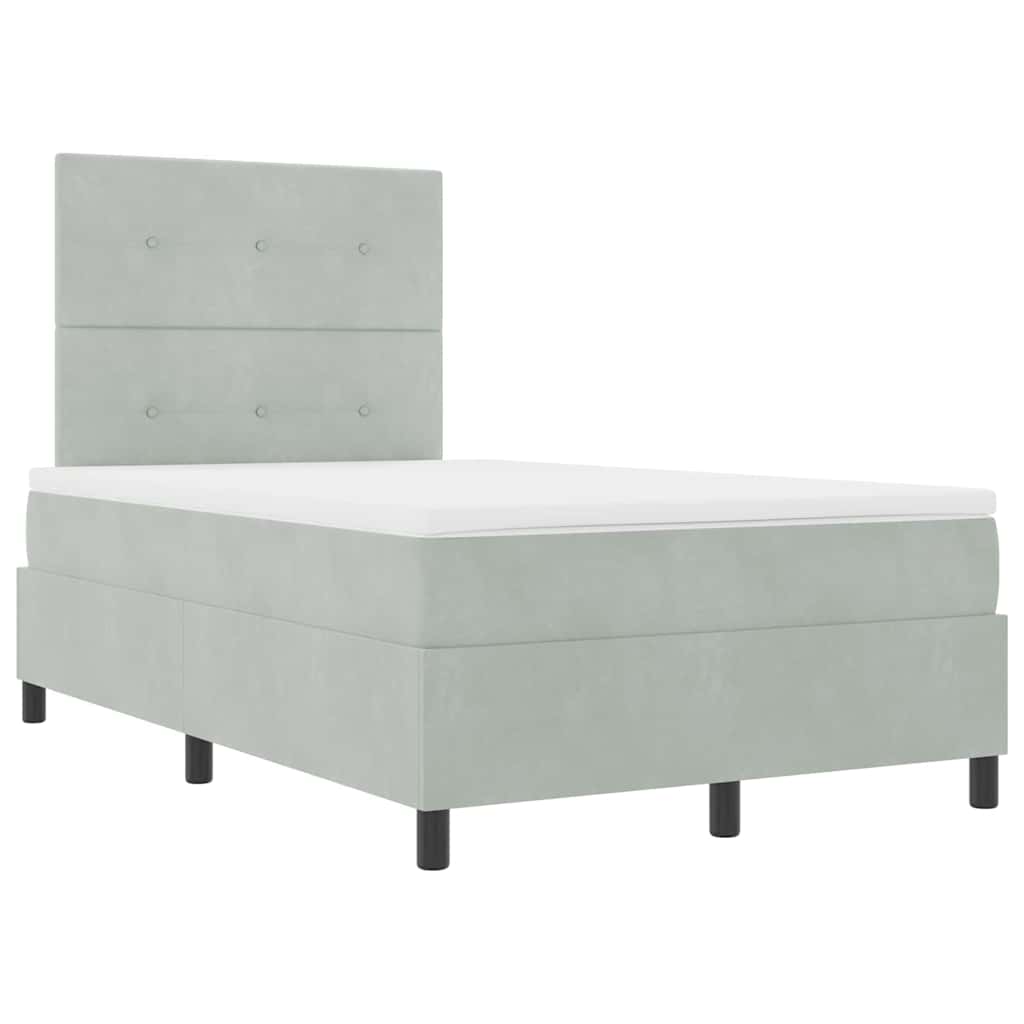 Lit à ressorts avec matelas Gris clair 120 x 190 cm Velours - XIOS