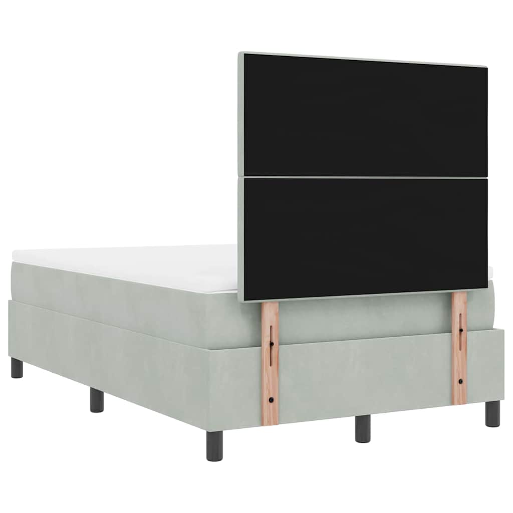 Lit à ressorts avec matelas Gris clair 120 x 190 cm Velours - XIOS